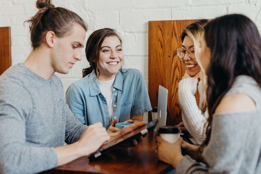 Small business team working on marketing plan