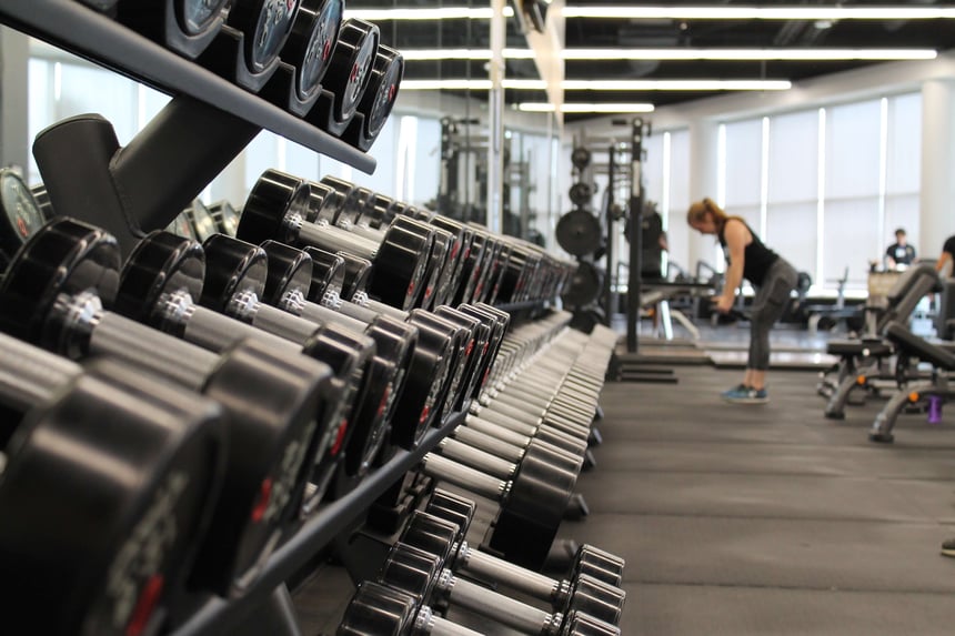 weight rack inside a gym 